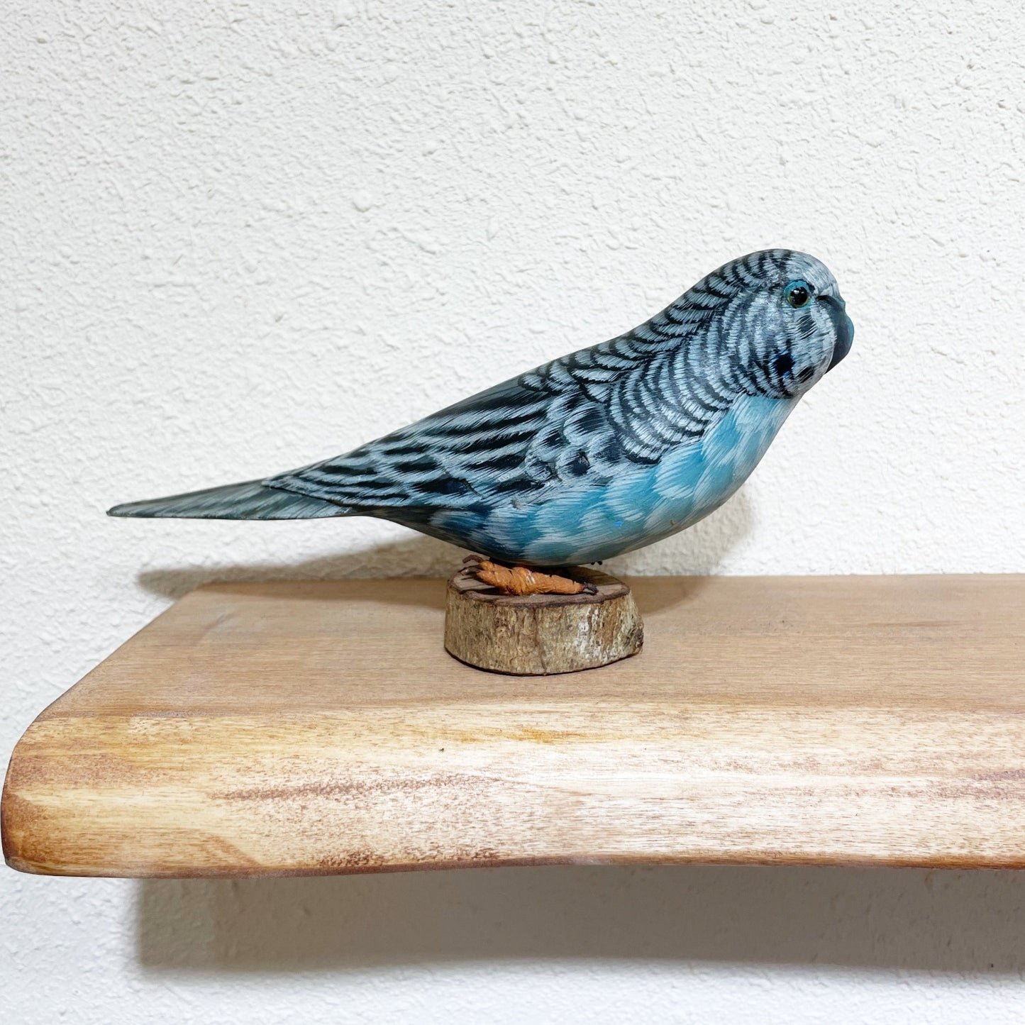 Painted Wooden Blue Budgie 彩繪木雕 (彩鳳/虎皮鸚鵡)