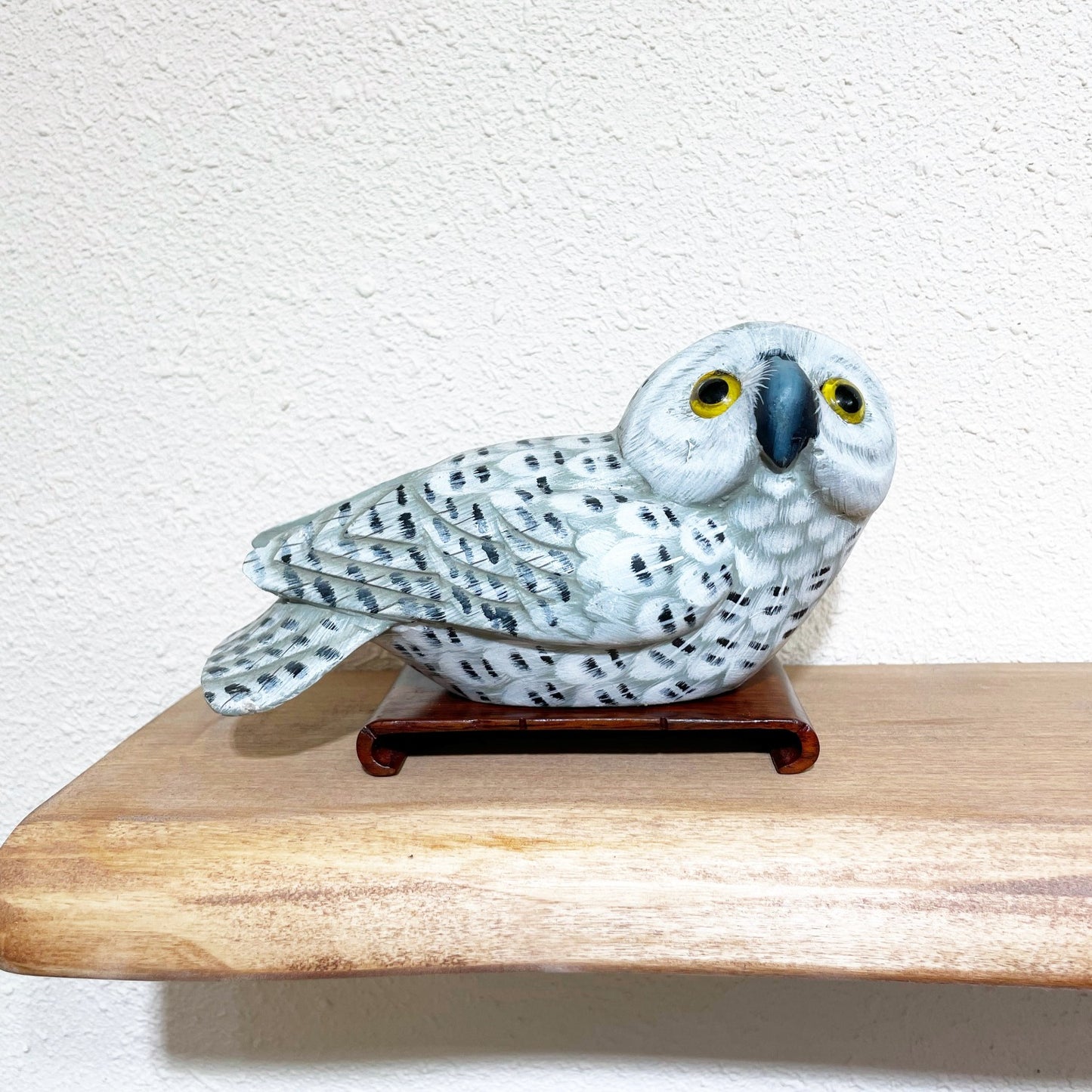 Painted Wooden Snowy Owl