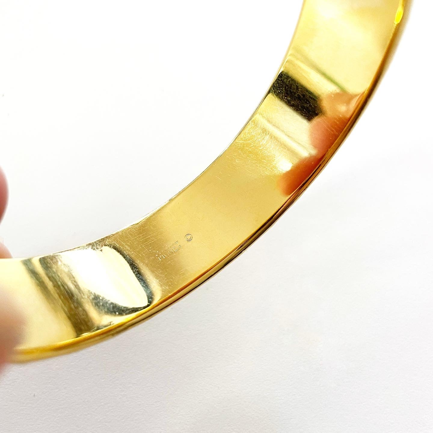 Vintage MONET Signed Chunky Carved Gold Tone Bangle