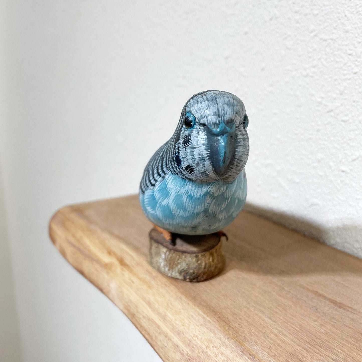 Painted Wooden Blue Budgie 彩繪木雕 (彩鳳/虎皮鸚鵡)