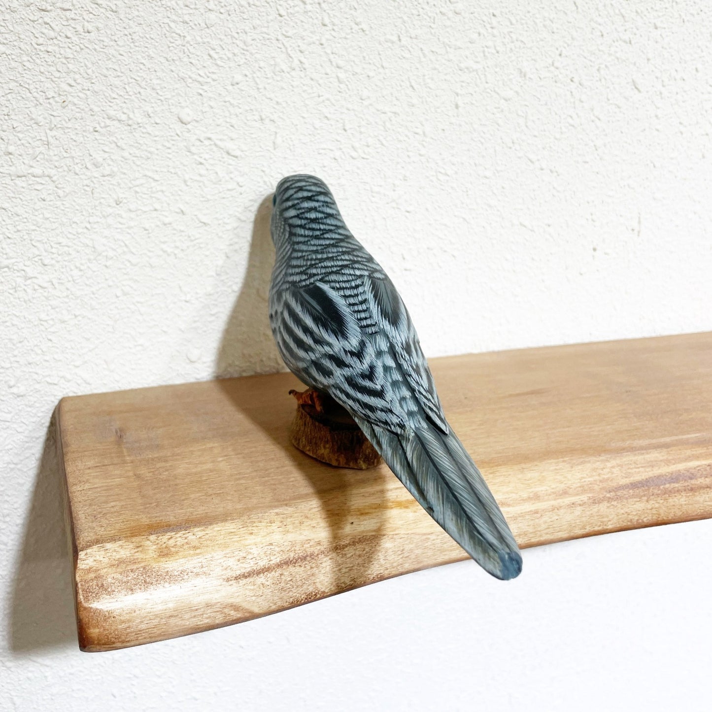 Painted Wooden Blue Budgie 彩繪木雕 (彩鳳/虎皮鸚鵡)