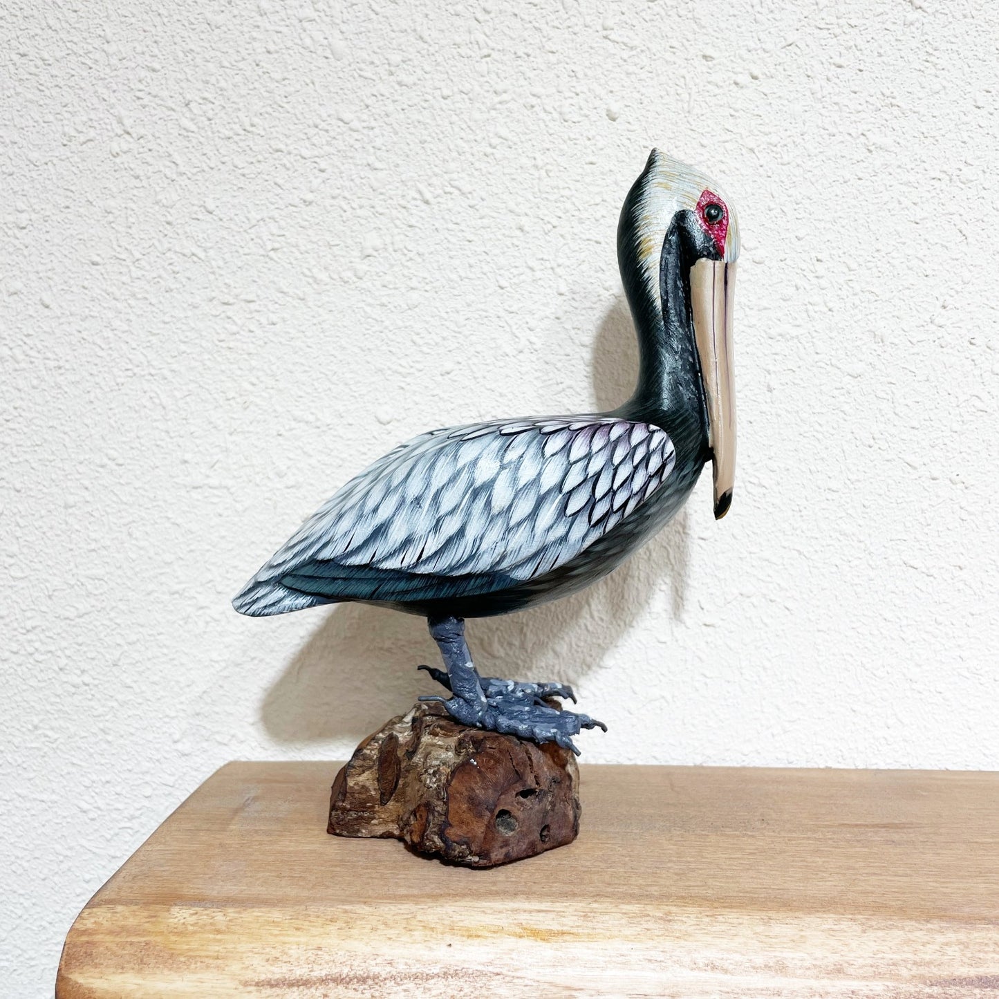 Painted Wooden Grey Pelican