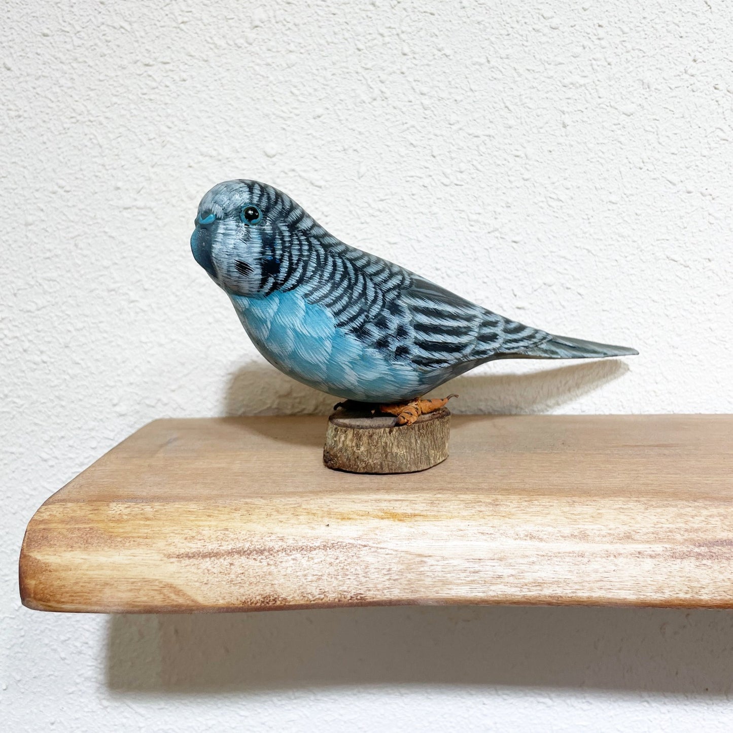Painted Wooden Blue Budgie 彩繪木雕 (彩鳳/虎皮鸚鵡)