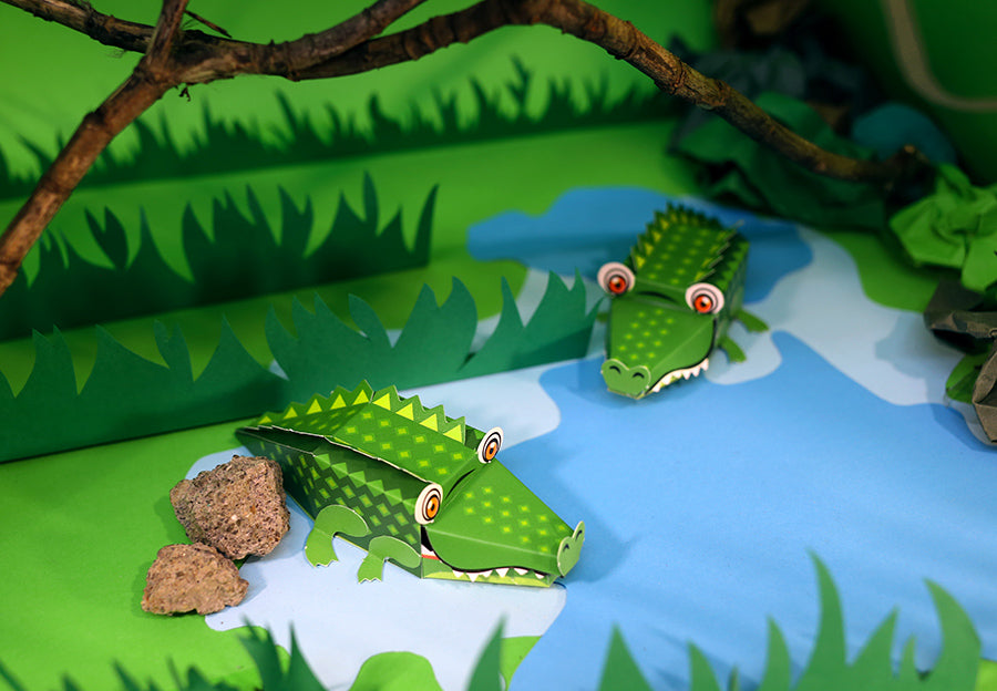 DIY Mini Crocodile Educational Papercraft Kit DIY紙製迷你鱷魚教學模型套材