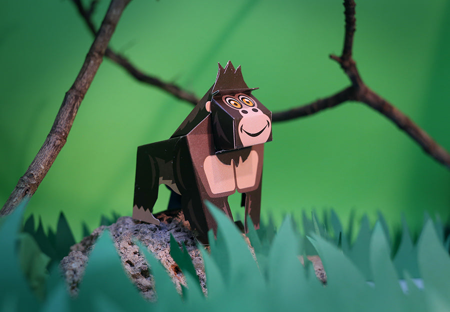 DIY Mini Gorilla Educational Papercraft Kit DIY紙製迷你大猩猩教學模型套材