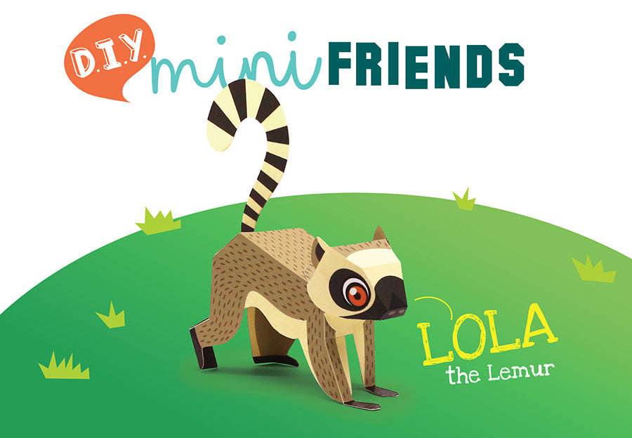 DIY Mini Lemur Educational Papercraft Kit DIY紙製迷你狐猴教學模型套材