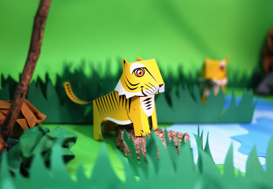 DIY Mini Tiger Educational Papercraft Kit DIY紙製迷你老虎教學模型套材