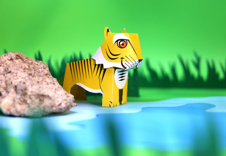 DIY Mini Tiger Educational Papercraft Kit DIY紙製迷你老虎教學模型套材