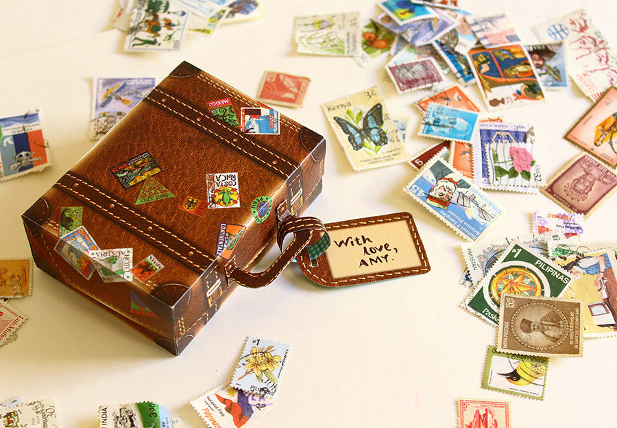 DIY Mini Travel Suitcase Box: Brown Leather Design DIY紙製迷你皮革旅行箱模型