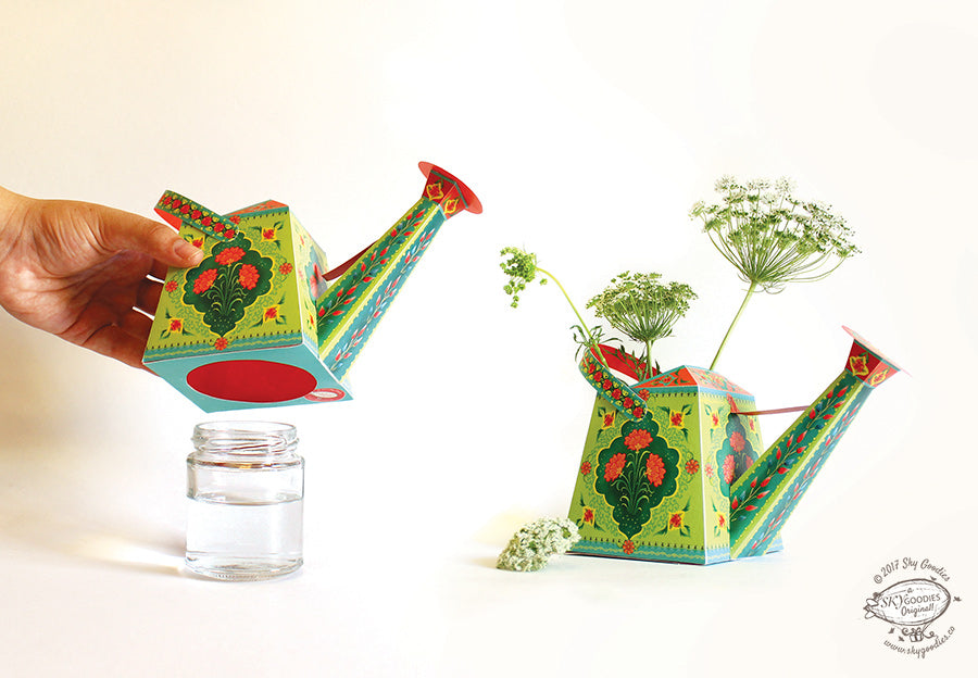 DIY Watering Can Vase / Pen Holder DIY紙製花瓶 / 筆筒裝飾模型