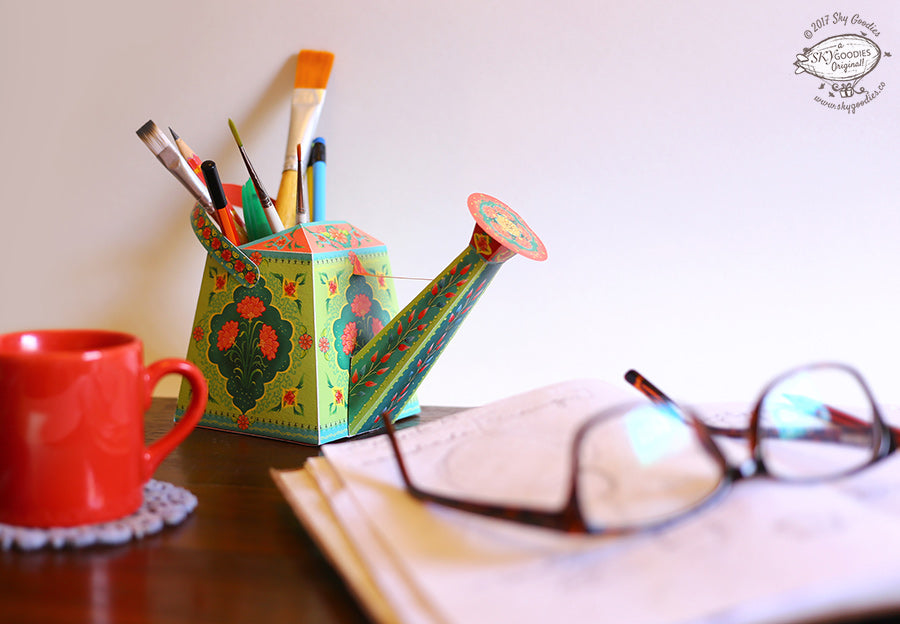 DIY Watering Can Vase / Pen Holder DIY紙製花瓶 / 筆筒裝飾模型