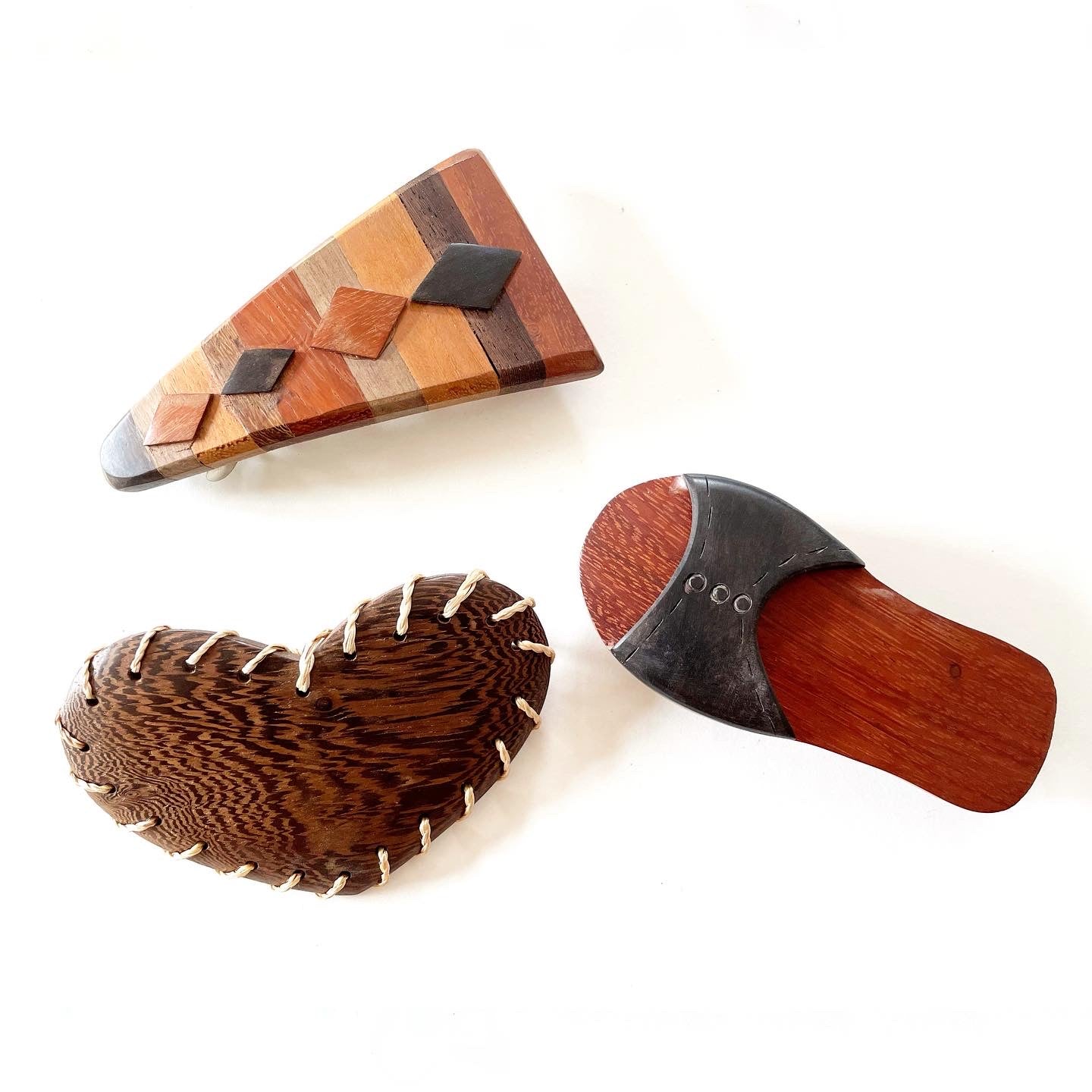 Wooden Hair Barrette (Patched Triangle) 木製髮夾(拼貼三角)