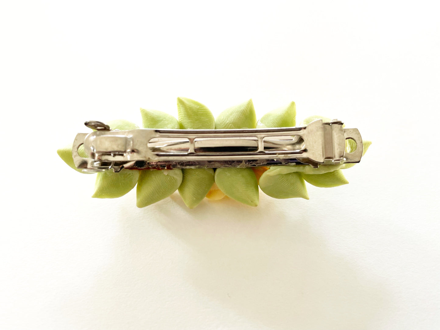 Polymer Clay Hair Barrette - Yellow Rose & Plumeria 手工陶瓷軟土髮夾