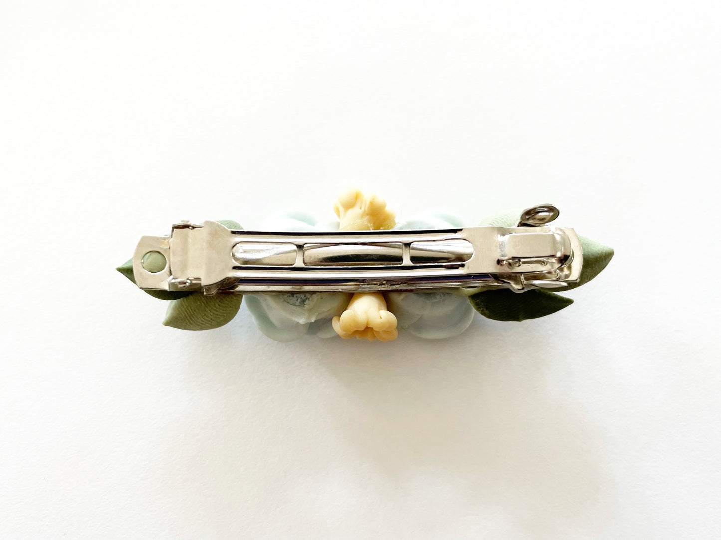 Polymer Clay Hair Barrette - Lavender Blue Rose 手工陶瓷軟土髮夾