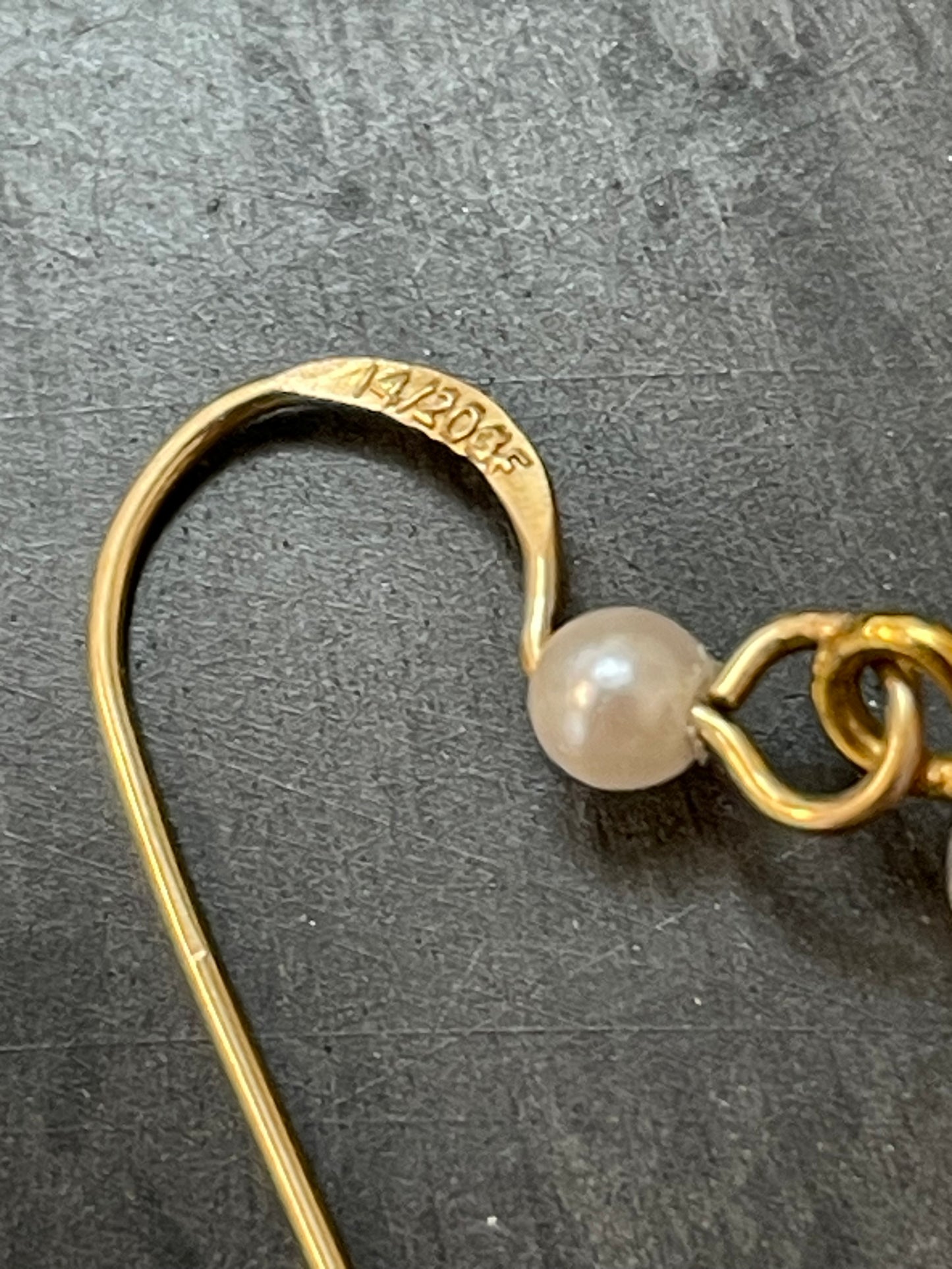 Vintage ANNE KLEIN 14/20GF Gold Filled Aurora Borealis Bead Faux Pearl Drop Earrings