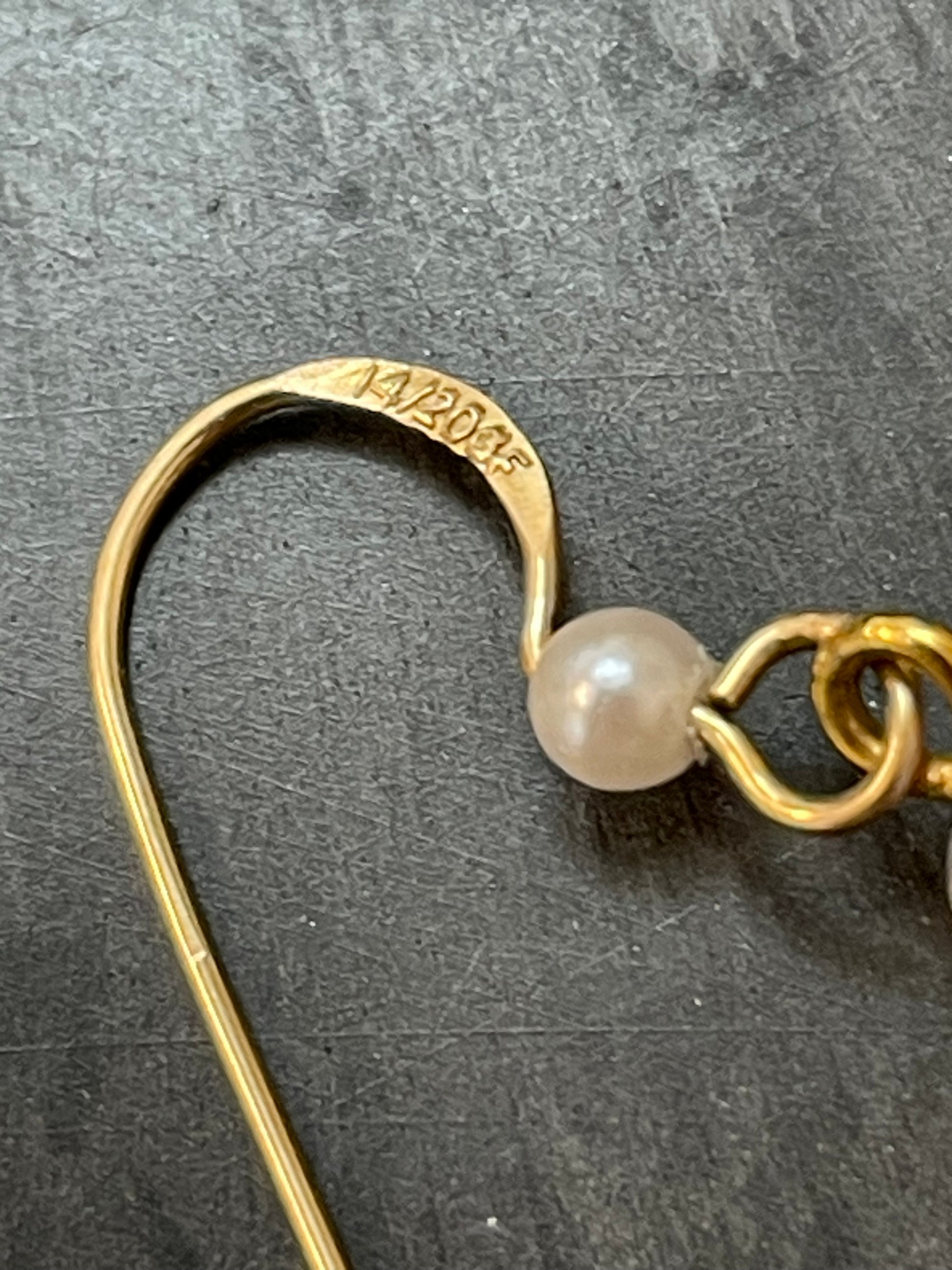 Vintage ANNE KLEIN 14/20GF Gold Filled Aurora Borealis Bead Faux Pearl Drop Earrings