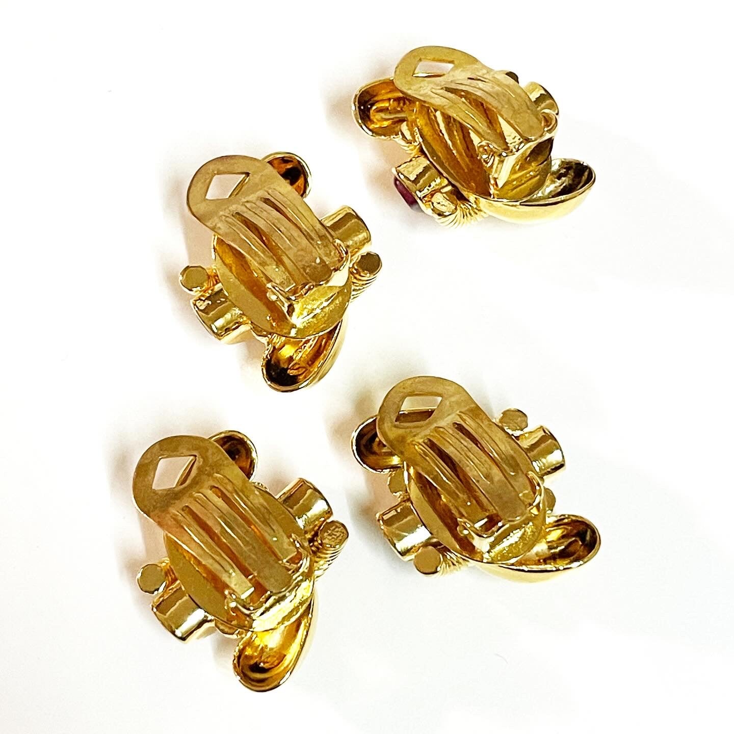 Vintage Gold Tone Rope Clip Earrings (Made in Italy)