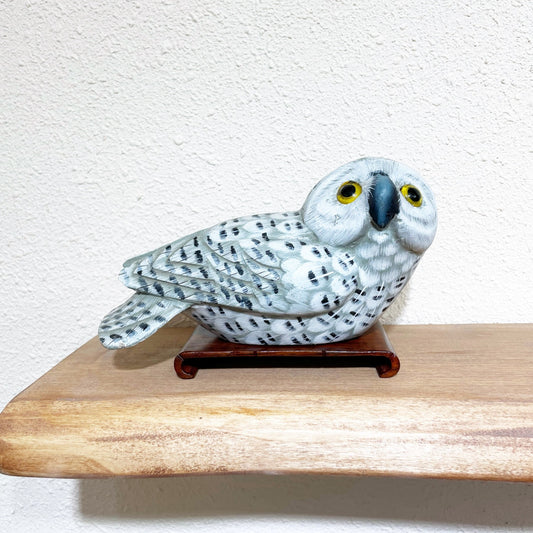 Painted Wooden Snowy Owl