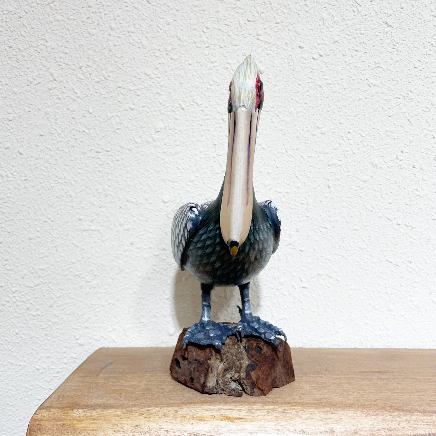 Painted Wooden Grey Pelican