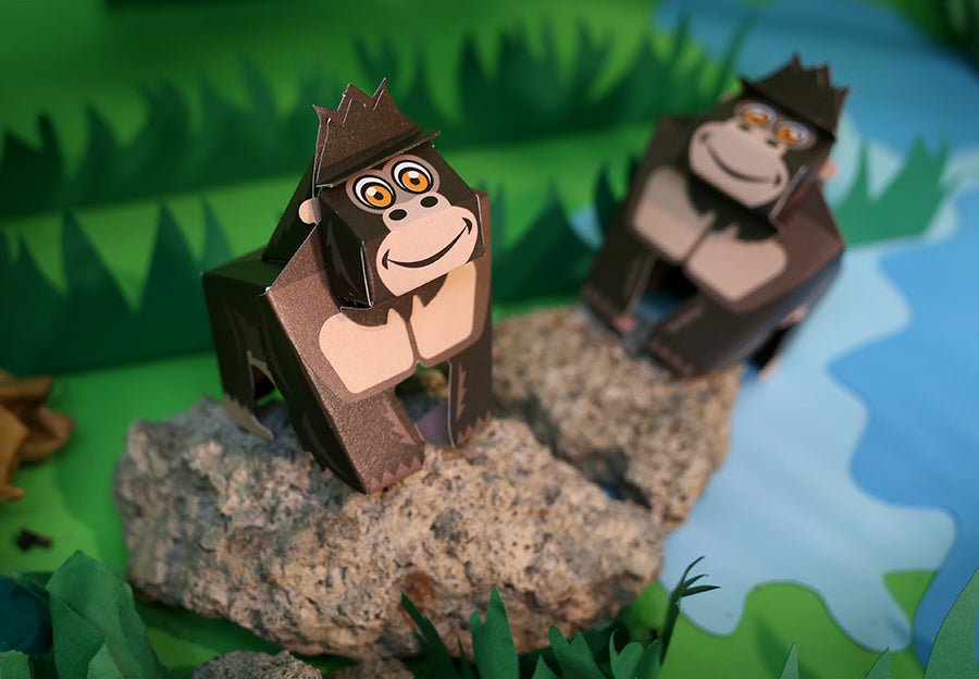 DIY Mini Gorilla Educational Papercraft Kit DIY紙製迷你大猩猩教學模型套材