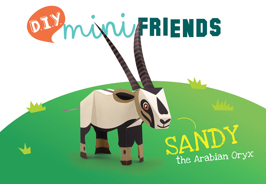 DIY Mini Arabian Oryx Educational Papercraft Kit DIY紙製迷你阿拉伯大羚羊教學模型套材