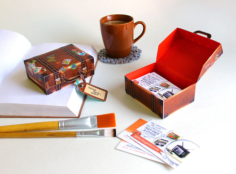 DIY Mini Travel Suitcase Box: Brown Leather Design DIY紙製迷你皮革旅行箱模型