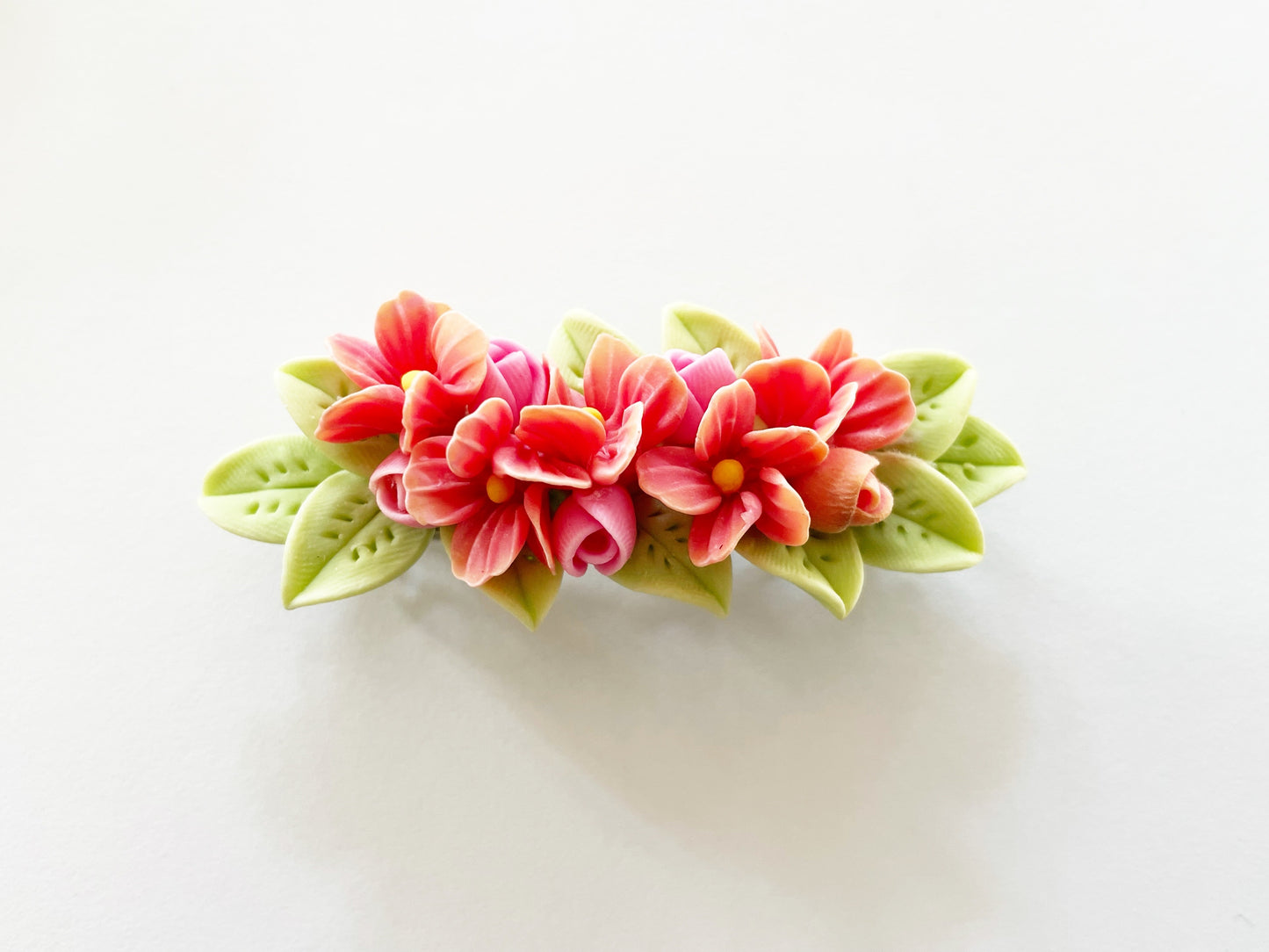 Polymer Clay Hair Barrette - Amaryllis Blossom 手工陶瓷軟土髮夾