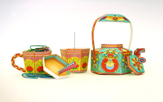 DIY Masala Chai Kettle and Cups: Set of 3 Boxes DIY 紙製印度拉茶茶壺及茶杯（一套三件）