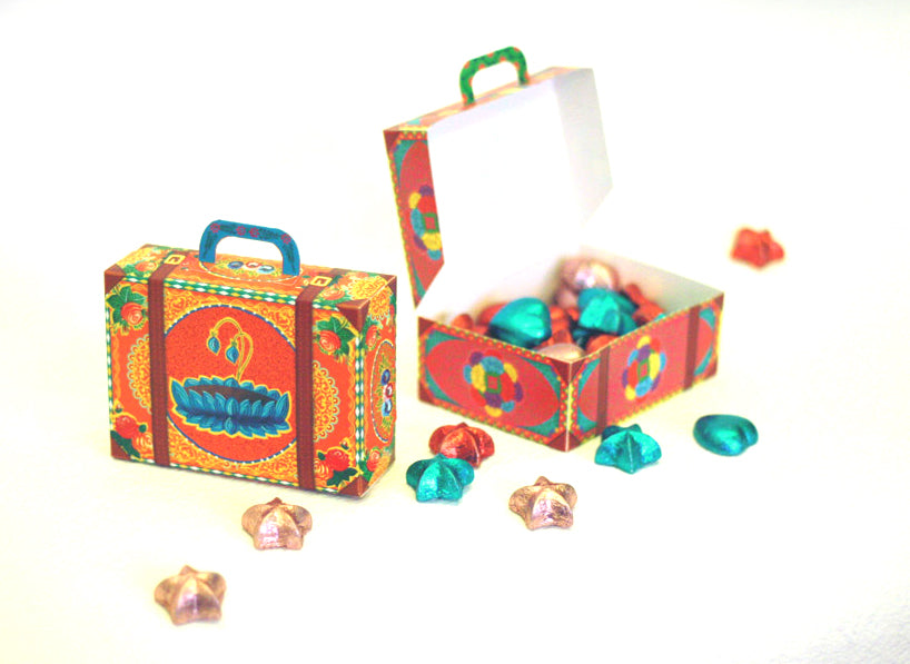 DIY Mini Travel Suitcase Box: Orange Leather Design DIY 紙製迷你皮革旅行箱模型（橙色）