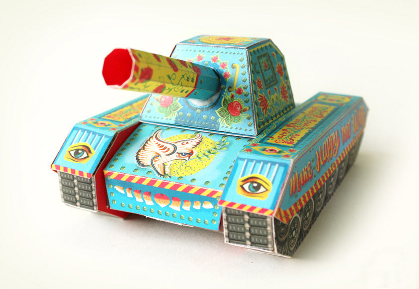 DIY Colorful Army Tank Pen Holder & Boxes DIY紙製陸軍坦克筆架及文具收納盒
