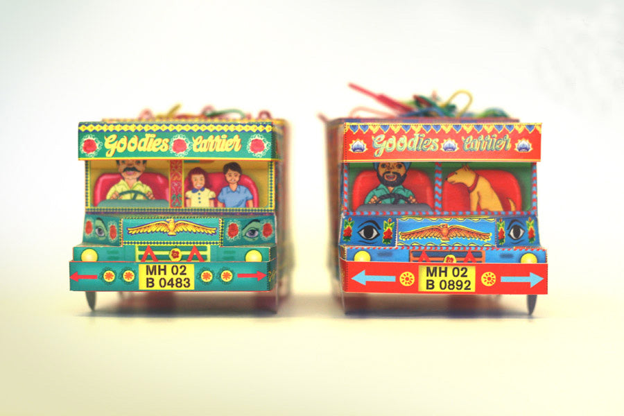 DIY ‘Goodies Carrier’ Truck container: Green n Red design DIY迷你紙製印度卡車模型：綠色＋紅色手繪
